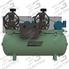 SPEEDAIRE Electric Air Compressor: 5 hp, 2 Stage, Horizontal, 120 gal, 33.2 cfm, 175 psi, Base Model (MPN 35WC60). Key specifications — attr48430: SPEEDAIRE; attr48445: 60 Hz; attr48448: Motor Starter; attr48450: 208-230V AC; attr48474: Single; attr48487: Horizontal.