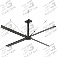 HUNTER INDUSTRIAL Ceiling Fan: 68,544 cfm Airflow, 12 ft Blade Dia, Variable Speeds, 240V AC, Silver (MPN E12-21P-IP-MD). Key specifications — Voltage: 240V AC; Light Kit: No; Series: ECO; Number of Speeds: Variable; Phase: Single; Current: 6.5 A; Brand: HUNTER INDUSTRIAL.