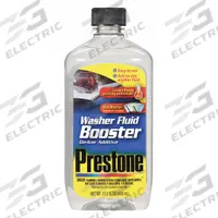 PRESTONE Windshield Washer: Windshield Washer Fluid, De-Icer, 15 fl oz Container Size, Bottle, Clear (MPN AS240). Key specifications — Container Type: Bottle; Color: Clear; Product Form: Liquid; Series: Washer Fluid Booster De-Icer Additive; Features: Repels Buildup of Dirt and Salt from Road Spray; Product Type: Windshield Washer Fluid; Brand: PRESTONE.