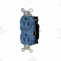 HUBBELL Receptacle: Hospital Grade, Duplex, 5-20R, Blue, 125V AC, 20 A, 2 Pole / 3 Wire (MPN HBL8300STBL)