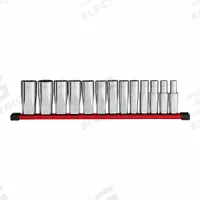 MILWAUKEE Deep Well Socket Set - SAE 12pt: 1/2 in Drive Size, Small Set (0-50 pieces) Set Size, SAE (MPN 48-22-9424). Key specifications — attr1204251: MILWAUKEE; attr1215453: 1/2 in; attr1215454: 3/8 in to 1-1/8 in; attr1224229: Friction.