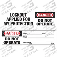 MASTER LOCK Safety Tag: Danger, Do Not Operate, Polyolefin, Department/Expected Completion/Name, Tag (MPN S297)