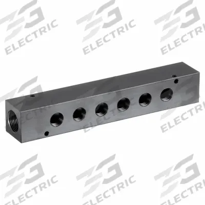 PNEUMADYNE Pipe Manifold Fitting: Inline, NPT x NPT, Rectangle, Aluminum, 3/4 in NPT - Air & Fluid Block Manifolds