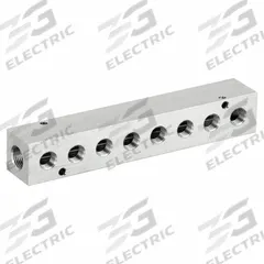 PNEUMADYNE INC Pipe Manifold Fitting: Inline, NPT x NPT, Rectangle, Stainless Steel, 3/8 in NPT (MPN M20-250-8-SS). Key specifications — Material: Stainless Steel; Brand: PNEUMADYNE INC; Specific Fitting Shape: Rectangle.