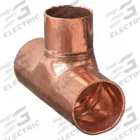 NIBCO Sweat Fitting Tee: 2 1/2 in CTS x 2 in CTS x 1 1/2 in CTS, Cup x Cup x Cup, Wrot Copper (MPN 611RR 21/2X2X11/2)