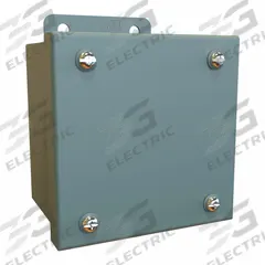 HAMMOND Electrical Enclosure: Steel, 4 in x 4 in x 3 in, NEMA 12/13, Solid Cover, Screw On (MPN 1414SCA). Key specifications — Brand: HAMMOND; Closure Method: Screws; Knockouts: Not Included.