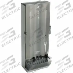 DIXIE Fork Dispenser: Series B, Lever, Wall, 24 3/4 in Ht, 8 3/4 in Dp, Black (MPN SSFPD120). Key specifications — attr561783: No; attr561782: No; attr561784: No; attr557433: Fork Dispenser; attr561777: No; attr557430: Fork; attr557440: Wall; attr557442: No.