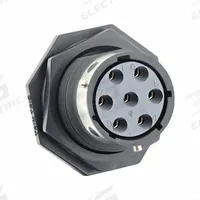 SOURIAU Electrical Connector: Trim Trio UTGX 14, Jam Nut Receptacle, 6 + Ground Contacts, 12 A, 600V (MPN UTGX714E7S). Key specifications — attr1043586: 18 AWG to 14 AWG; attr1043574: Contacts Included; attr1043578: Solder; attr1020114: SOURIAU; attr1043080: 1/3 Bayonet; attr1043085: IP69K; attr1043079: Trim Trio UTGX; attr1043575: Female.