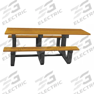ULTRASITE Picnic Table: Vandal Resistant Resinwood, Cedar, 29 3/4 in Overall Ht - Rectangular Picnic Tables