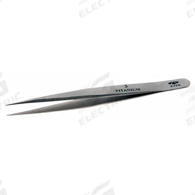 AVEN Tweezers: Titanium, Point, Straight Tip - Solder-Resistant Titanium Tweezers