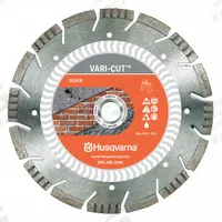 HUSQVARNA Diamond Saw Blade: Brick/Concrete/Masonry/Stone, 10 in Blade Dia., Wet, Better, Segmented (MPN Vari-Cut 10). Key specifications — attr1097734: Wet; attr1097738: Tile Saw; attr1097751: HUSQVARNA.