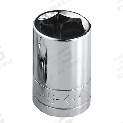 SK PROFESSIONAL TOOLS Socket: Metric, 1/4 in Drive Size, 15 mm Socket Size, 6-Point, Std - 1/4" Drive Hand Sockets