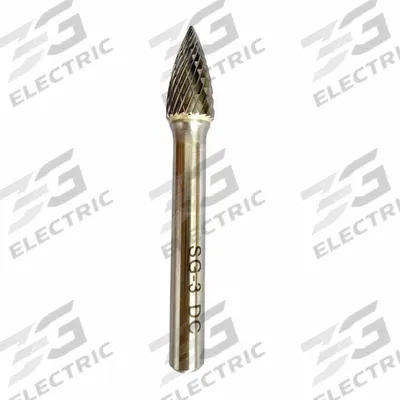 APPROVED VENDOR Carbide Bur: Pointed-End Tree, SG-3, Double Cut, 3/8" x 3/4" Head - Double-Cut Pointed-End Tree Burs