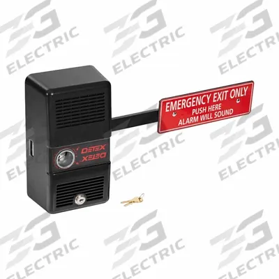 DETEX Exit Door Alarm: 9 V DC, Rim, Black, Steel, Siren - Door Alarm Push Levers