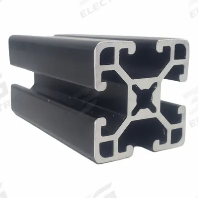 FAZTEK T-Slot Framing Extrusion: 15 Series, 12 ft Lg, 1 1/2 in x 1 1/2 in, Black - Square Grooved Inch Profiles