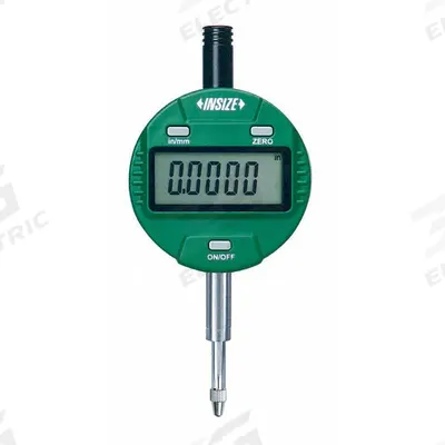 INSIZE Digital Indicator: 0 in to 0.5 in /0 mm to 12.7 mm, Inch/Metric, 0.02mm Accuracy - Digital Indicators with Non-Removable Flat Back