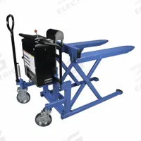 BISHAMON Skid Lift: 2,200 lb, Electric, Std Fork, 43 in L x 27 in W Forks, Supported Base (MPN LVE-100WE). Key specifications — Lift Control: Electric; Brand: BISHAMON.