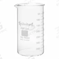 APPROVED VENDOR Beaker: 400 mL, 13.5 fl oz, A, Tall Form, Type I, Colorless, Borosilicate Glass (MPN BG1060-400). Key specifications — USP Specification: Type I; Brand: APPROVED VENDOR; Color Coding: Colorless.