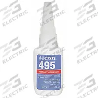 LOCTITE Instant Adhesive: 495, Plastics, 1 fl oz, Bottle, Clear, Thin Liquid, 50 g/L and Under (MPN 135467). Key specifications — Series: 495; Standards: 29 CFR 1910.1200; Primary Applications: Plastics; Materials Bonded: Rubber; Brand: LOCTITE; Secondary Compatible Materials: Plastics.