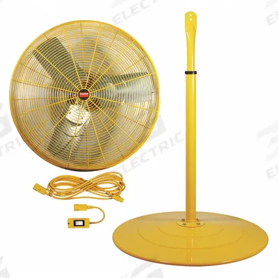 Dayton Freestanding Fan: 24 in Blade Dia, 2 Speeds, 1/3 hp Motor HP, Non-Oscillating - High-Visibility Industrial Pedestal Fans