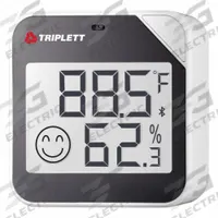 TRIPLETT Desktop Temperature & Humidity Meter: 0%to 99% Humidity Range, Humidity/Temp, Built-In (MPN RHT27BT). Key specifications — Primary Scale: Humidity/Temperature; Display Type: Digital; Brand: TRIPLETT.