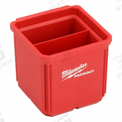 MILWAUKEE PACKOUT Bin Set: 4 in W x 4 in H x 4 in L, Polymer, Red - PACKOUT Bins