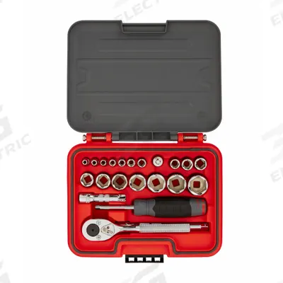 PROTO Socket Set: 1/4 in, 3/8 in Drive, 22 Piece, SAE - SAE Socket Sets with Drive Tools