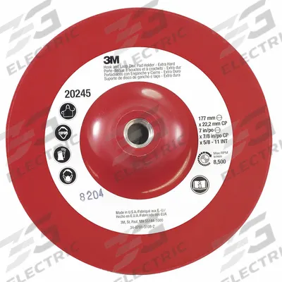 3M Hook-and-Loop Disc Backup Pad: 7 in Dia, 5/8"-11 Internal-Thread, Non-Vacuum - Internal-Thread Surface-Conditioning Disc Backing Pads