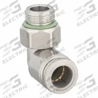 AIGNEP USA Push-Fit Elbow Fitting: 12 mm OD x 3/8 in Pipe Size, Push-to-Connect x MBSPP, Silver (MPN 60115-12-3/8). Key specifications — Brand: AIGNEP USA; Thread Size A: 3/8-19.