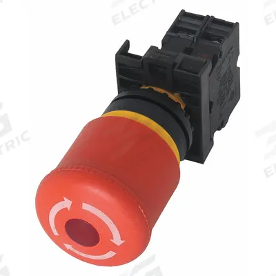 EATON Emergency Stop Push Button: Red, 22 mm Mounting Size, Non-Metallic - Illuminated Mushroom-Head Push-Button Operators