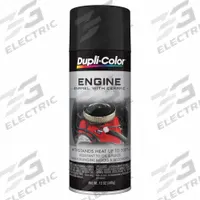DUPLI-COLOR Automotive Paint: Interior, Engine Accessories/Engine Blocks, Solvent, Solvent-Based (MPN EDE165407). Key specifications — Color: Black; Coverage Area: 12 to 15 sq ft; Compatible Surface Material: Metal; Finish Texture: No Texture; Sheen: Flat; Surface Texture: Smooth; Brand: DUPLI-COLOR.