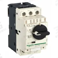 SCHNEIDER Manual Motor Starter: Non-Reversing, 3 Poles, 0.4 A, Thermal Protection, Selector Switch (MPN GV2P03). Key specifications — Maximum Voltage Rating: 600V AC; Brand: SCHNEIDER; Thermal Units Required: None (Starter Includes Integrated Thermal Units); Frame Size (Width): 45mm.