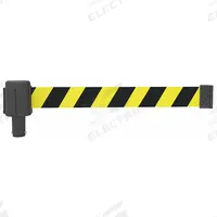 BANNER STAKES Retractable Belt Head: Black/Yellow, 42 in Overall Ht, 15 ft Belt Lg, 2 1/2 in Belt Wd (MPN PL4040). Key specifications — attr193628: BANNER STAKES; attr983760: Diagonal Stripe; attr983762: No Legend; attr981605: 15 ft Retractable Belt.