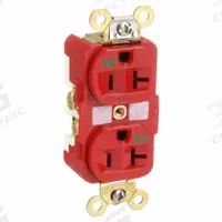 HUBBELL Receptacle: Duplex, 5-20, Red, 125V AC, 20 A, 2 Pole / 3 Wire (MPN HBL5362RWR)