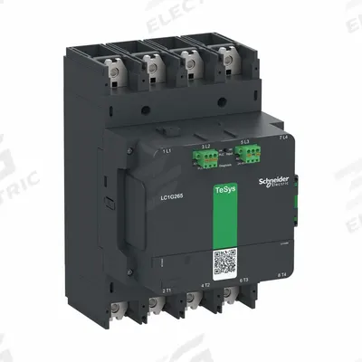 SCHNEIDER Contactor: 4 Poles, 4NO Contacts, 265 A - Non-Reversing IEC Contactors