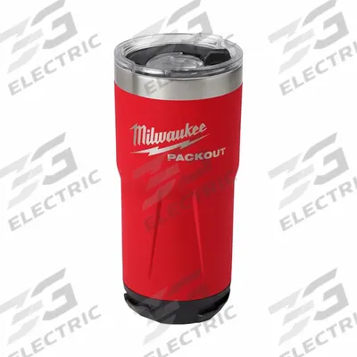 MILWAUKEE Tumbler: 20 oz Capacity, Red, Metal, 7 in Overall Ht, 3 5/8 in Overall Dia - Insulated Stainless Steel Water Bottles
