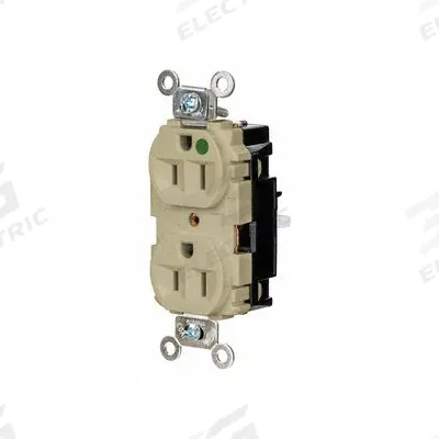 HUBBELL Receptacle: Hospital Grade, Duplex, 5-15R, Ivory, 125V AC, 15 A - Receptacles with Isolated Grounds