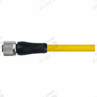 Cordset: M12 Female Straight X Bare Wire, 4 Pins, Yellow, TPE, 10 m Cable Lg, 12 A Max Current (A) (MPN 7700-P4121-U0C1000). Key specifications — Cable Jacket Color: Yellow; End 1 Gender: Female; End 1 Mounting Orientation: Straight; End 2 Connection Type: Bare Wire; IP Rating: IP65; Brand: MURRELEKTRONIK; Wire Size: 16 AWG; Cable Jacket Material: TPE.