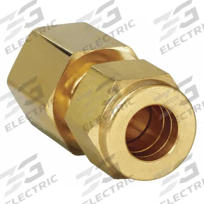 PARKER Compression Fitting Adapter: 5/8 in OD x 1/2 in Pipe Size, Compression x FNPT - Double-Ferrule Brass Compression Fittings