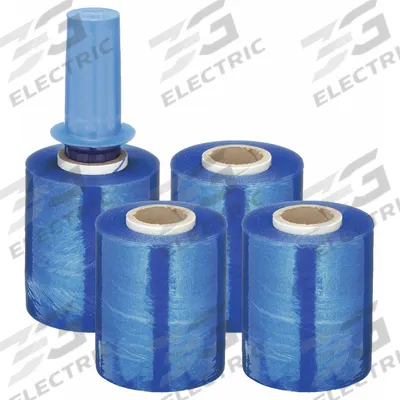 GOODWRAPPERS Stretch Wrap Film: 80 ga Gauge, 3 in Overall Wd, 1,000 ft Overall Lg, Blue - Handle with Brake Color-Coded Stretch Wrap