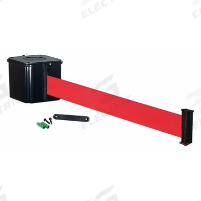 RETRACTA-BELT Wall Mounted Retractable Belt Barrier: Removable Mounting Plate, 20 ft Belt Lg - Wall-Mount Retractable Belt Barriers
