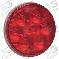 MAXXIMA Stop/Turn/Tail Light: LED, Stop Light, Red, Round, 4 1/4 in Overall Dia, 1 7/8 in Overall Dp (MPN M42346R). Key specifications — Standards: SAE J585E; Electrical Connection: PL-3 Connector; Brand: MAXXIMA; Installation Type: Permanent; Lens Color: Red; Mount Type: Grommet; Lighting Technology: LED; Light Type: Stop Light.