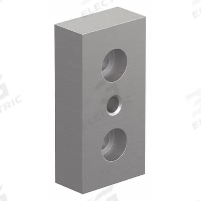 80/20 Base Plate: 10 Series, Aluminum, 1 in x 1/2 in x 2 in, Drop-In, Double - Base Plates for Threaded-Stem Feet & Casters