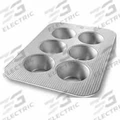 CHICAGO METALLIC Pecan Roll Pan: Aluminized Steel, 6 Slots, 11 1/8 in Overall Wd, 26 ga Gauge, Clear (MPN 26500). Key specifications — Pan Style: Muffin Pan; Brand: CHICAGO METALLIC; Color: Clear; Material: Aluminized Steel; NSF Certified: No; Number of Slots: 6.
