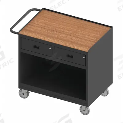 WESTWARD General Purpose Steel Mobile Workstation: 42 1/8 in x 24 1/4 in, Hardboard - Mobile Cabinet Benches with Open Storage & Drawers