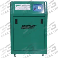 SPEEDAIRE Electric Air Compressor: 2 hp, 1 Stage, Hot Dog, 0.5 gal, 6.2 cfm, 150 psi, 240V AC (MPN 2MLW6). Key specifications — attr48430: SPEEDAIRE; attr48448: Quiet Enclosure; attr48450: 240V AC; attr48474: Single; attr48487: Horizontal.