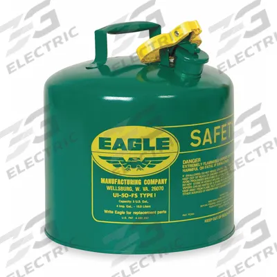 EAGLE Type I Safety Can: For Use With Oil, 5 gal Capacity, Powder Coated Steel - Oil Safety Cans