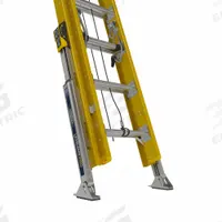 WERNER Extension Ladder: 24 ft Ladder Size, Fiberglass, 375 lb Load Capacity, 74 lb Wt, 2 Sections (MPN D7124-2L). Key specifications — Color: Yellow; Brand: WERNER; Included Features: Bubble Level; Removable Fly: Removable.