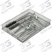 HONEY-CAN-DO Cutlery Tray: 6 Compartments, 16 in Overall Lg, 11 in Overall Wd, 2 in Overall Ht (MPN KCH-02162). Key specifications — Color: Silver; Brand: HONEY-CAN-DO; Material: Steel.