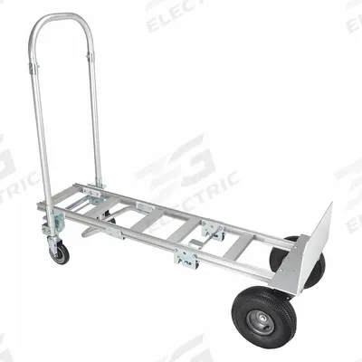 APPROVED VENDOR Convertible Hand Truck: 500 lb, Dual-Handle, Silver, Aluminum, Pneumatic - 2-Position Convertible Hand Trucks
